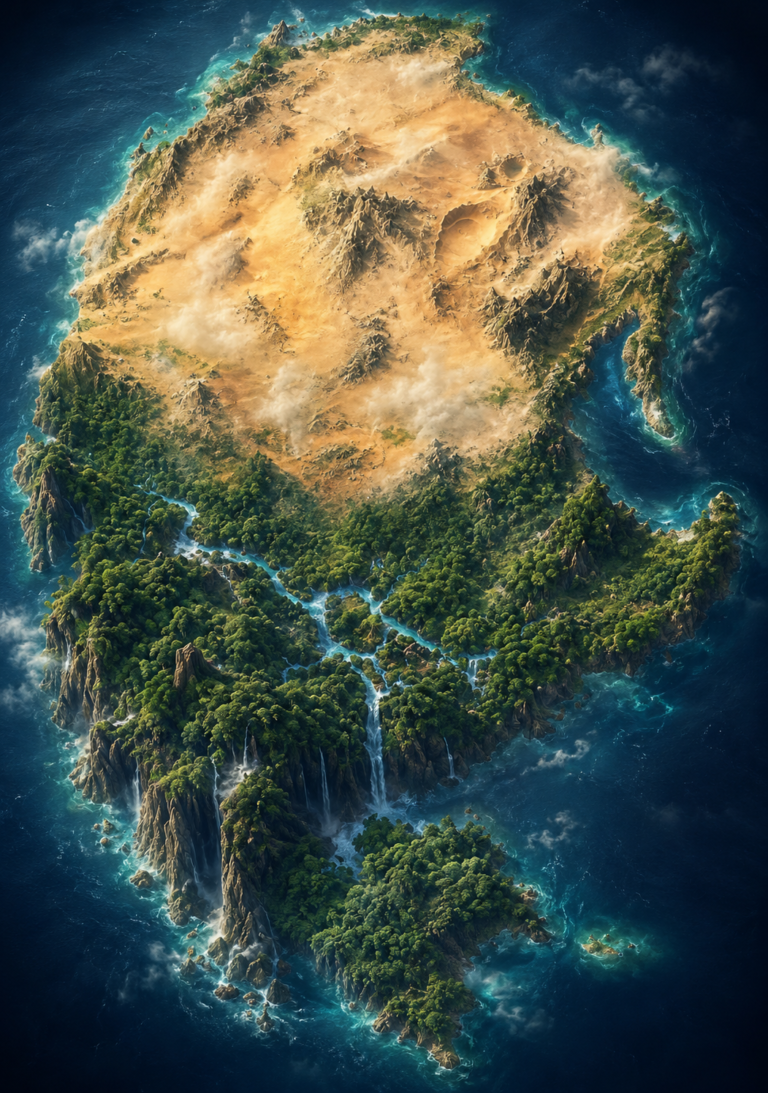 Map of Terralis, the desert and forest land of Encenia