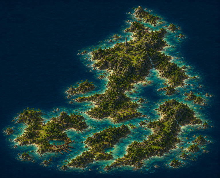 Map of Vaeloria, the emerald archipelago of Encenia