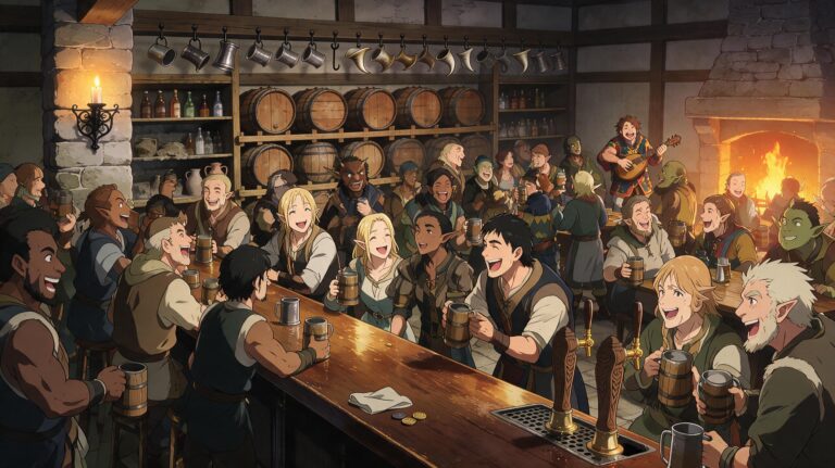 A crowded tavern, Tales of Encenia key art