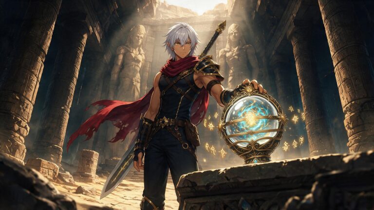 Yanshamaru claims the relic, Tales of Encenia key art