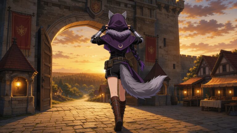Departure at the city gate, Tales of Encenia key art