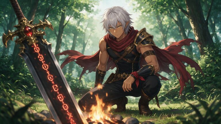 Yanshamaru reaches for the sword, Tales of Encenia key art