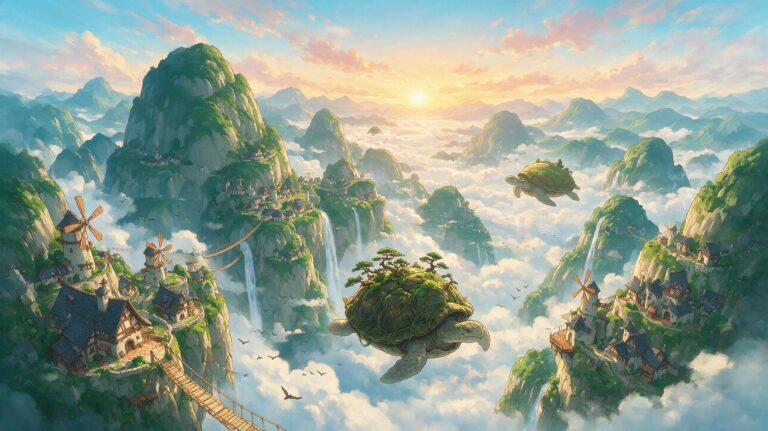 The sky peaks of Aeralith, Tales of Encenia key art