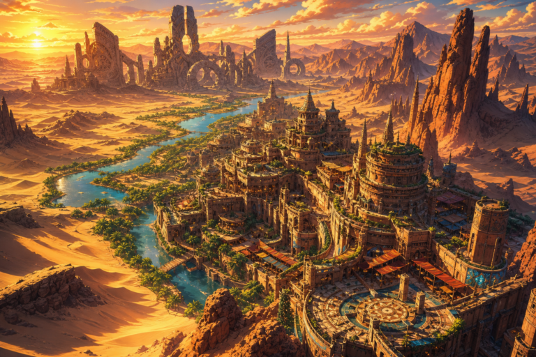 The oasis kingdom of Tal’Zahara, Tales of Encenia key art