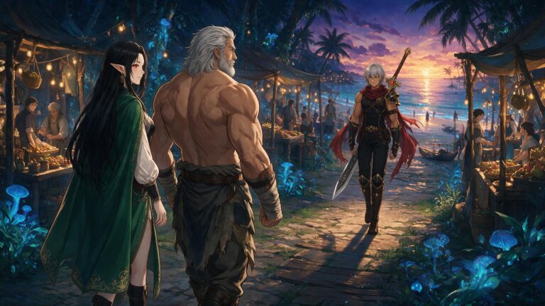 The bioluminescent market, Tales of Encenia key art