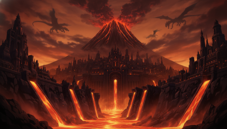 The fire kingdom of Volcana, Tales of Encenia key art