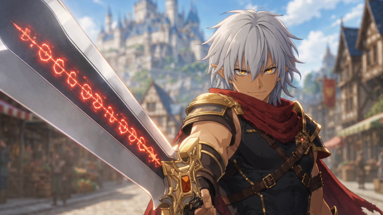 Yanshamaru draws his sword, Tales of Encenia key art